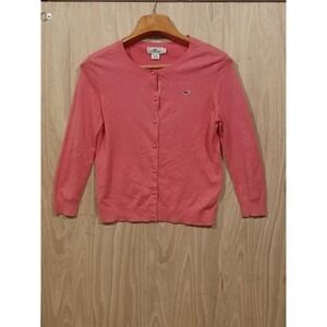 Vineyard Vines Women's Coral Preppy Cardigan Sweater Embroidered Whale Size Med.